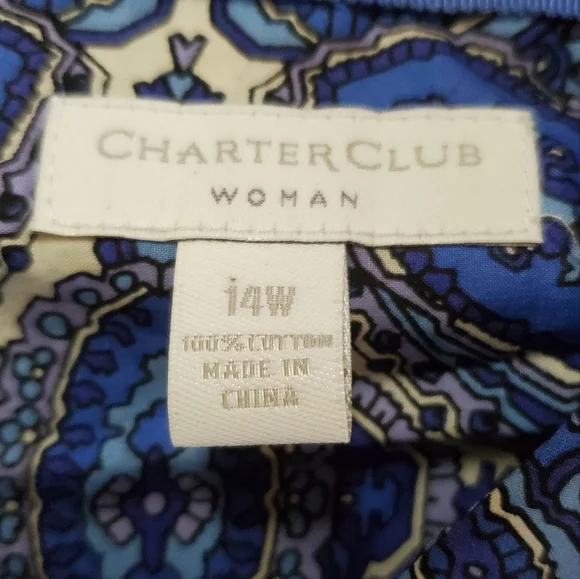 Charter Club 100% Cotton Button Down NWT 14W - Picture 5 of 10